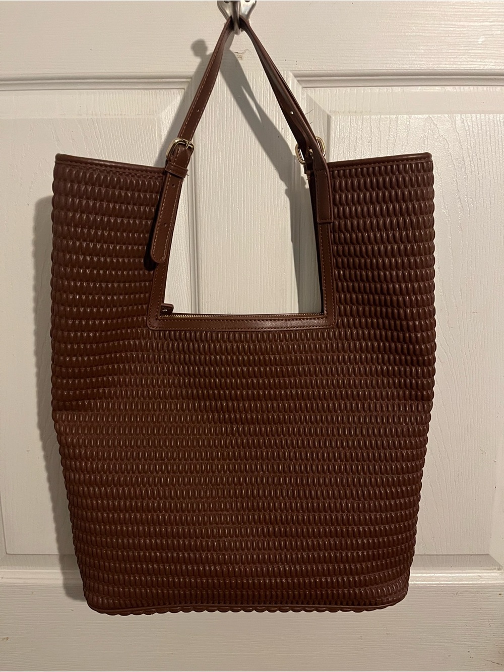 Urban Expressions Woven-Texture Brown Tote Bag